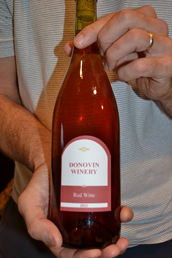Here's the first bottle of red wine from Donovin Winery