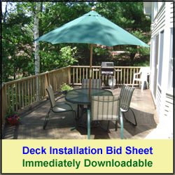 Deck Installation Bid Sheet
