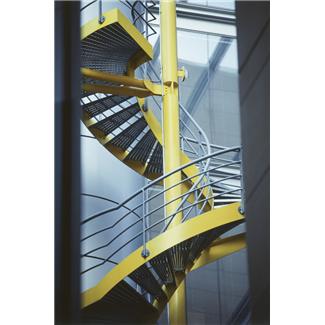 Here is a spiral staircase in a commercial application.